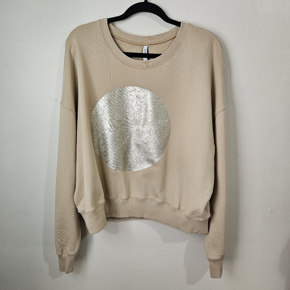 Summum Woman Gold Foil Moon Sweatshirt Size M Minimalist - Picture 2 of 13